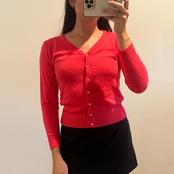 Preppy Hot Pink Cardigan - Picture 2 of 3